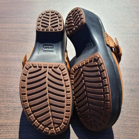 Crocs Cobbler 15513 Leather Clogs Heel Buckle Brown Slip On Women's Size… - Picture 8 of 12